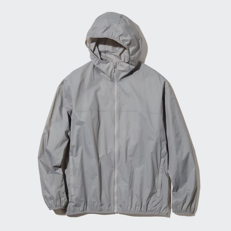 Men's Uniqlo Uv Protection Pocketable Parka Grey | EHUD-87540