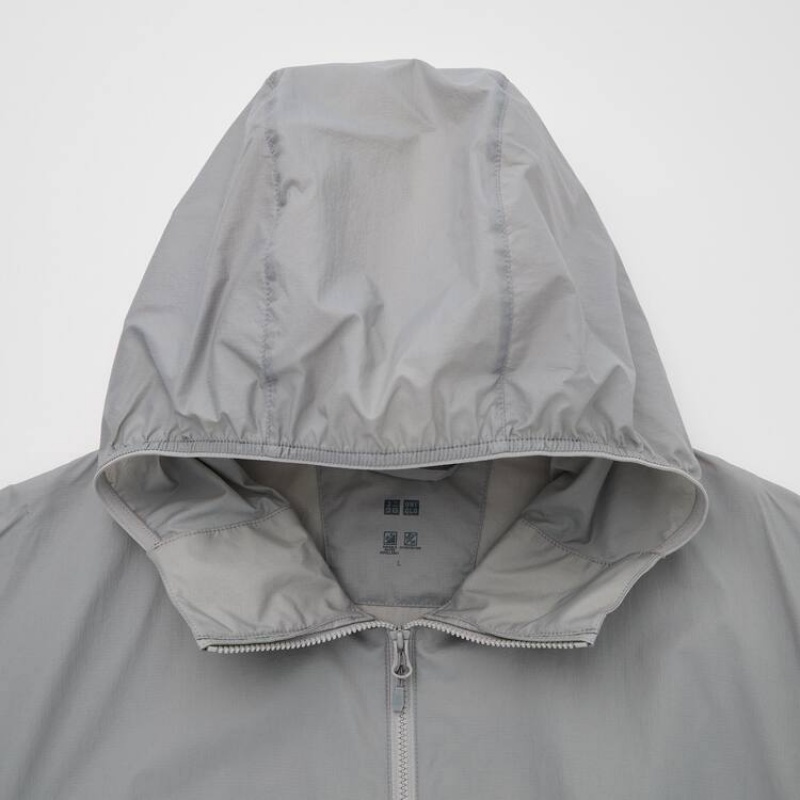 Men's Uniqlo Uv Protection Pocketable Parka Grey | EHUD-87540