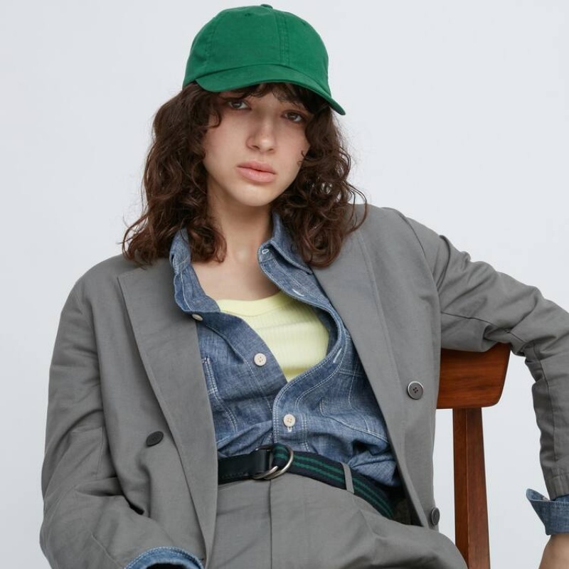 Men's Uniqlo Washed Twill Caps Green | LDKC-98423