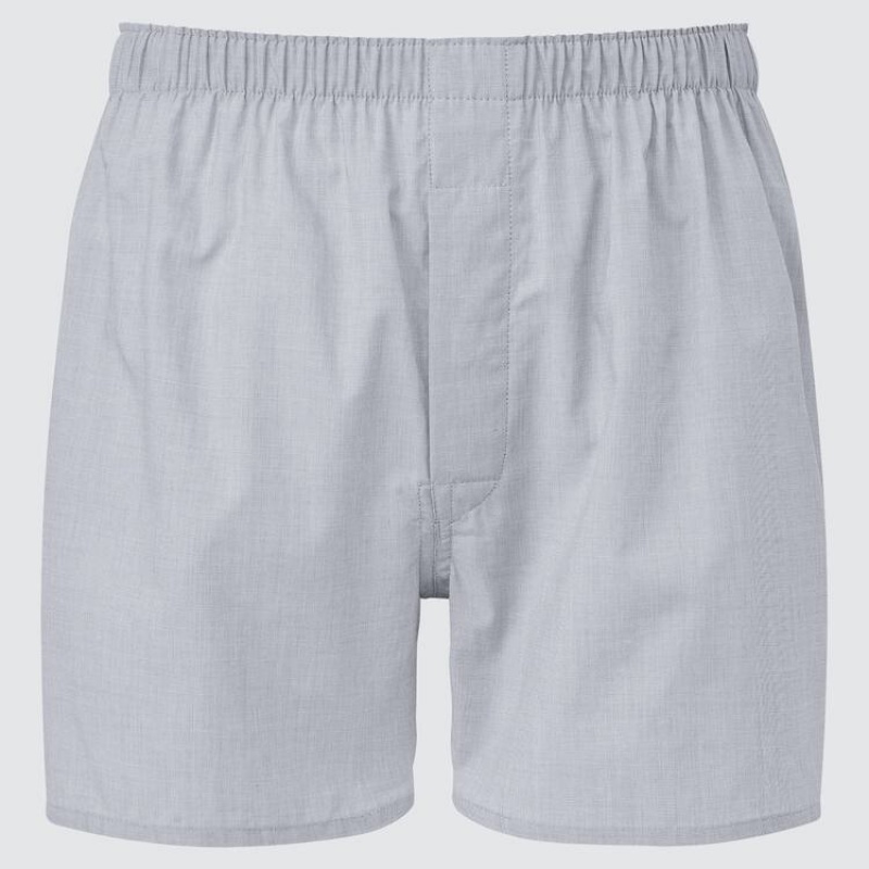 Men\'s Uniqlo Woven Broadcloth Boxer Underwear Grey | MLFQ-73918