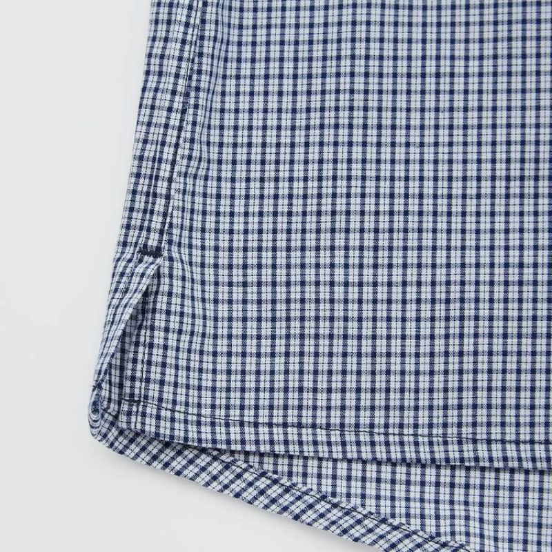 Men's Uniqlo Woven Checked Boxer Underwear Navy | FLMD-20746