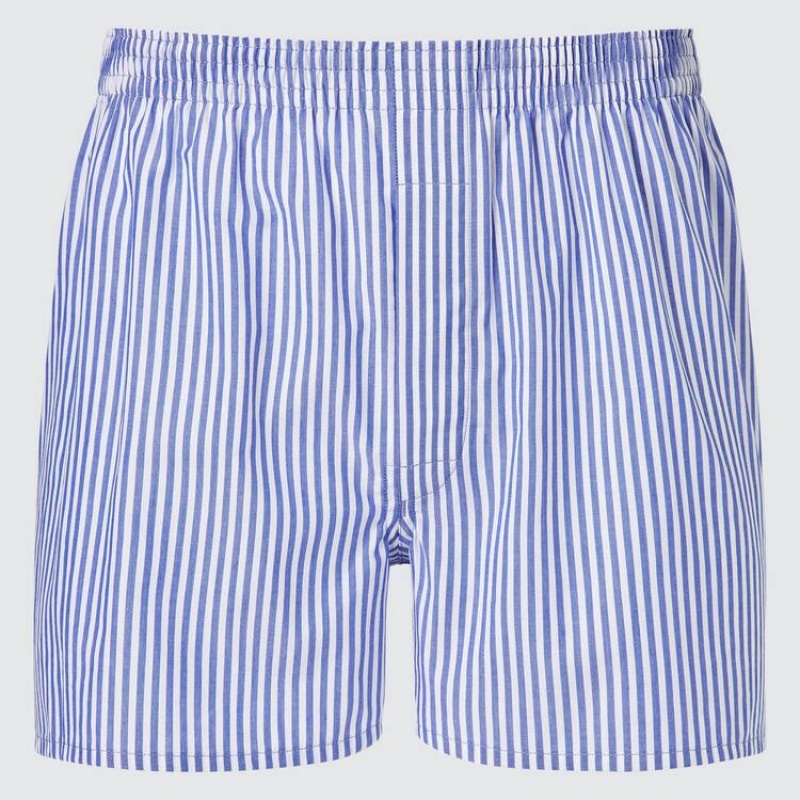 Men's Uniqlo Woven London Striped Boxer Underwear Blue | CVTN-63712