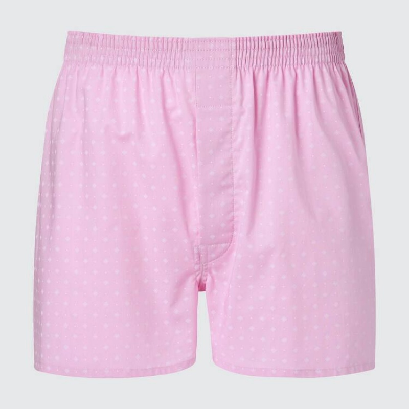 Men\'s Uniqlo Woven Patterned Boxer Underwear Pink | GMHS-27854