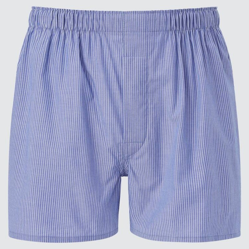 Men\'s Uniqlo Woven Striped Boxer (2021 Season) Underwear Blue | TWDS-91583