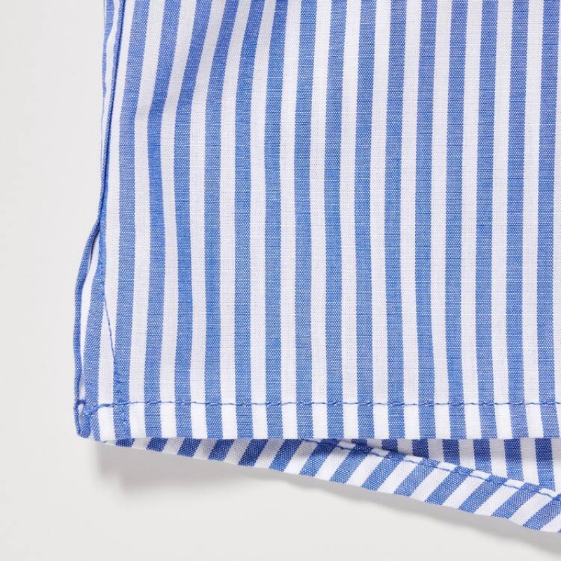 Men's Uniqlo Woven Striped Boxer Underwear Blue | YRWQ-71520