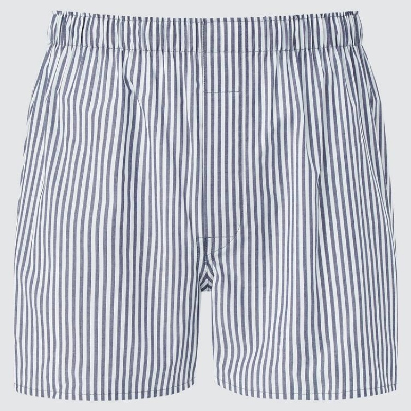 Men\'s Uniqlo Woven Striped Boxer Underwear Blue | DAMH-98543