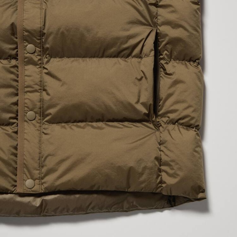 Women's Uniqlo 100% Recycled Down Jackets Brown | JVDO-48167