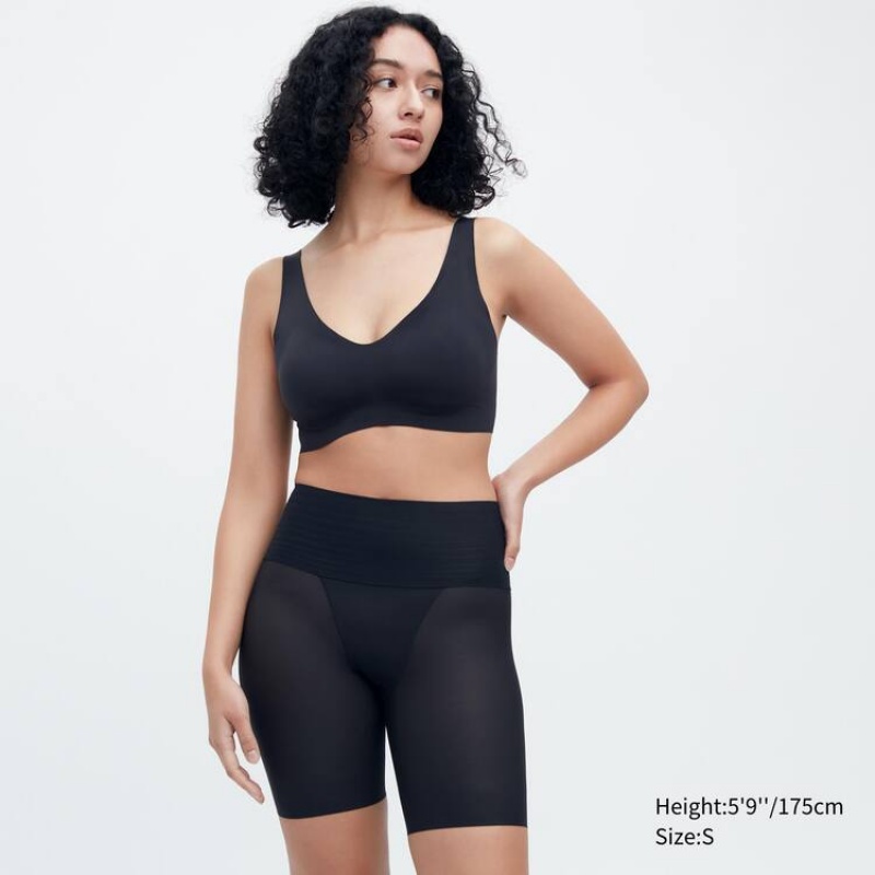 Women's Uniqlo Airism Body Silhouette Shaper Half Underwear Black | QCSL-62758