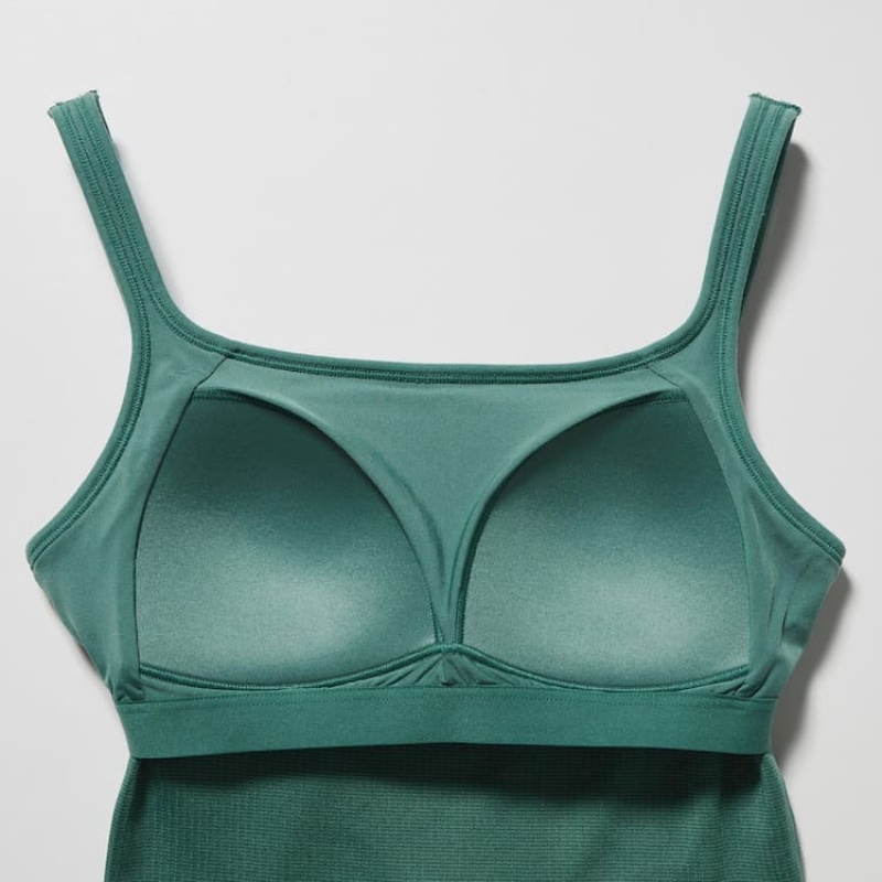 Women's Uniqlo Airism Cotton Cropped Sleeveless Bras Green | PKME-52980