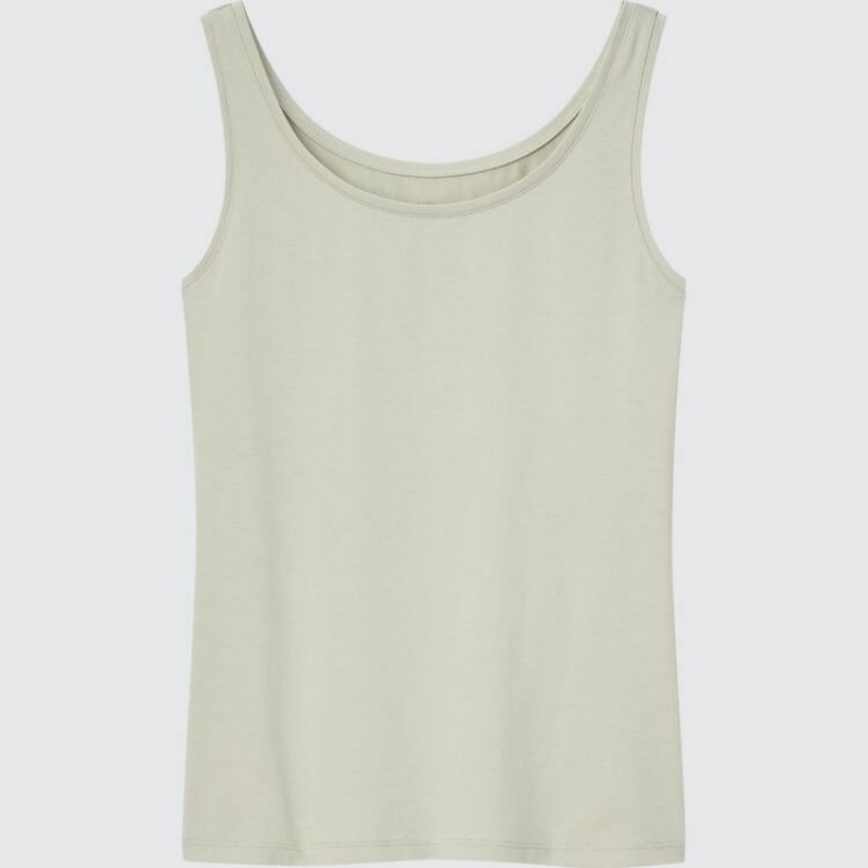 Women\'s Uniqlo Airism Cotton Vest Light Green | GXWP-78146