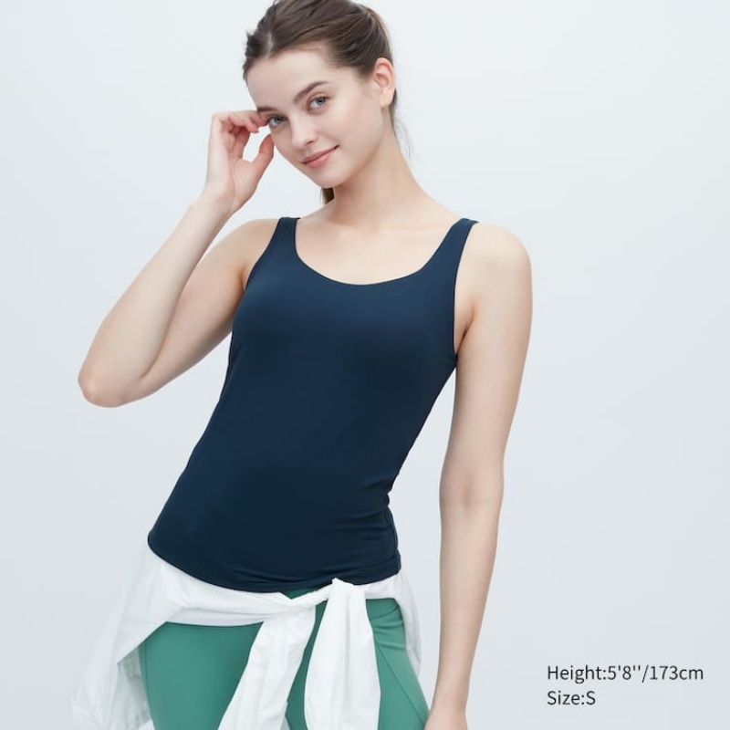 Women\'s Uniqlo Airism Sleeveless Tops Navy | UXLM-80237