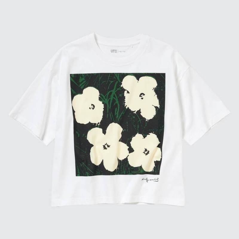 Women's Uniqlo Andy Warhol Flowers Collection Ut Graphic T Shirts White | JOVY-56912