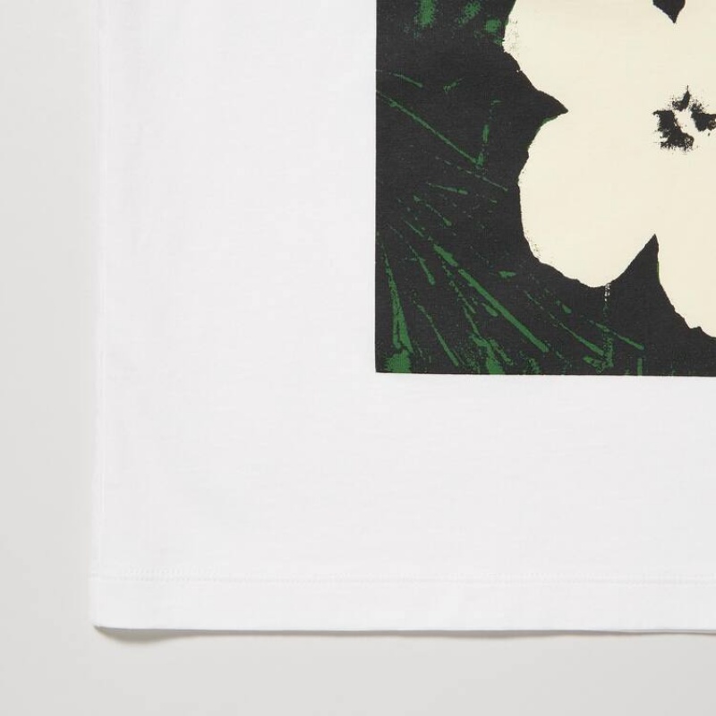 Women's Uniqlo Andy Warhol Flowers Collection Ut Graphic T Shirts White | JOVY-56912