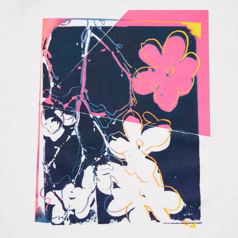 Women's Uniqlo Andy Warhol Flowers Collection Ut Graphic T Shirts White | BLYK-36089