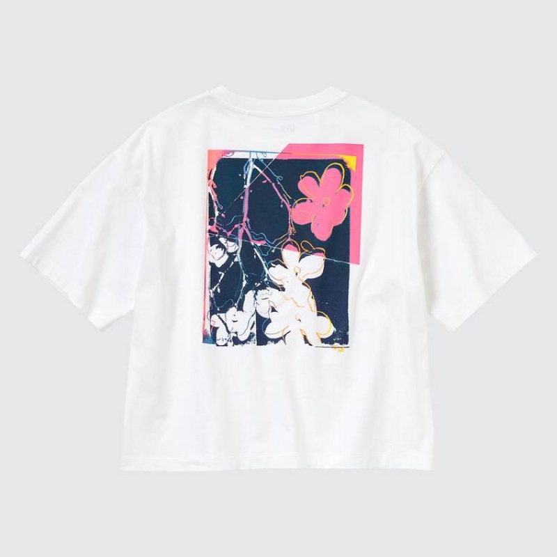 Women's Uniqlo Andy Warhol Flowers Collection Ut Graphic T Shirts White | BLYK-36089