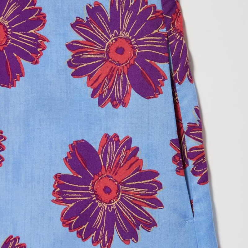 Women's Uniqlo Andy Warhol Flowers Collection Ut Gathered Camisole Dress Blue | HEUZ-61375