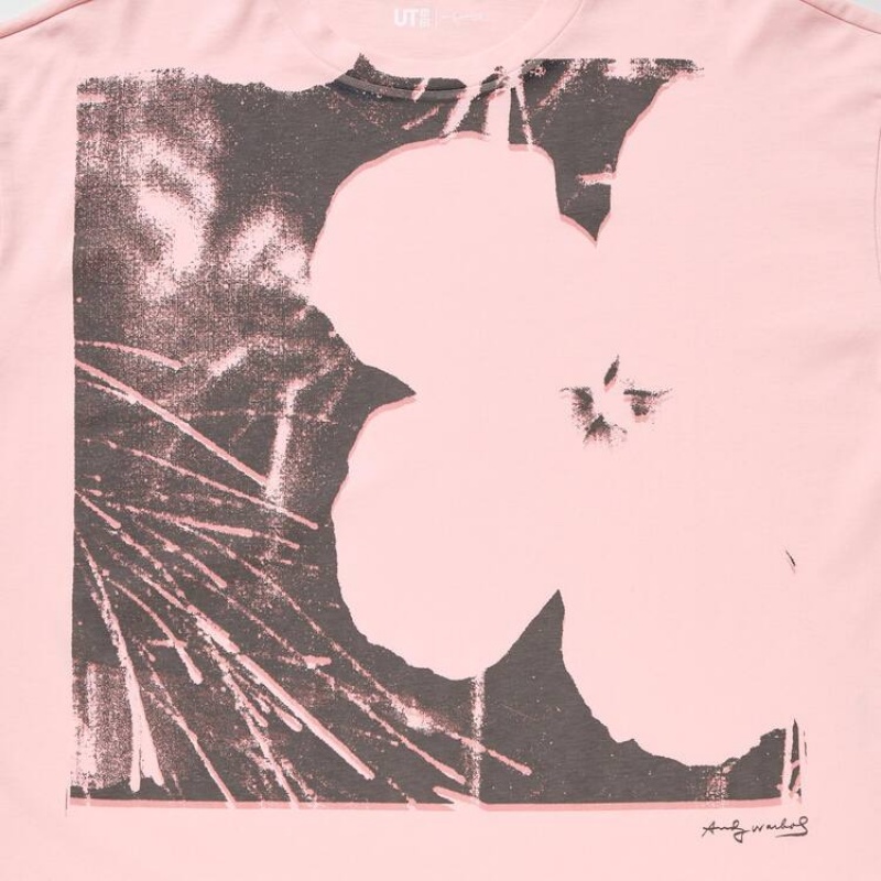 Women's Uniqlo Andy Warhol Flowers Collection Ut Graphic T Shirts Pink | PMVS-50937