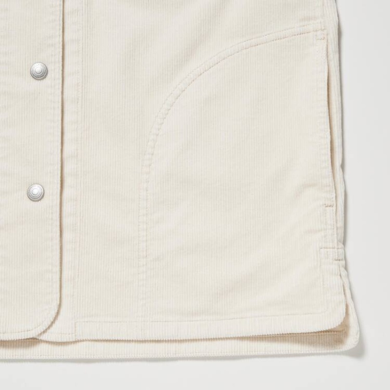 Women's Uniqlo Corduroy Coverall Jackets White | JUZT-90853