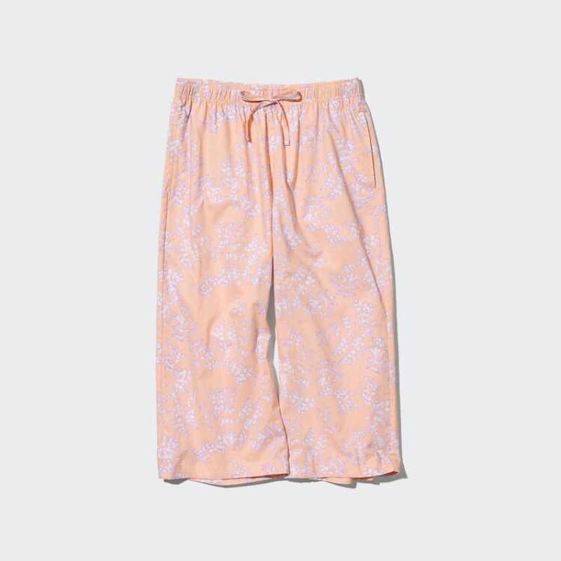 Women's Uniqlo Cotton Relaco 3/4 Loungewear Light Orange | LDAP-59143