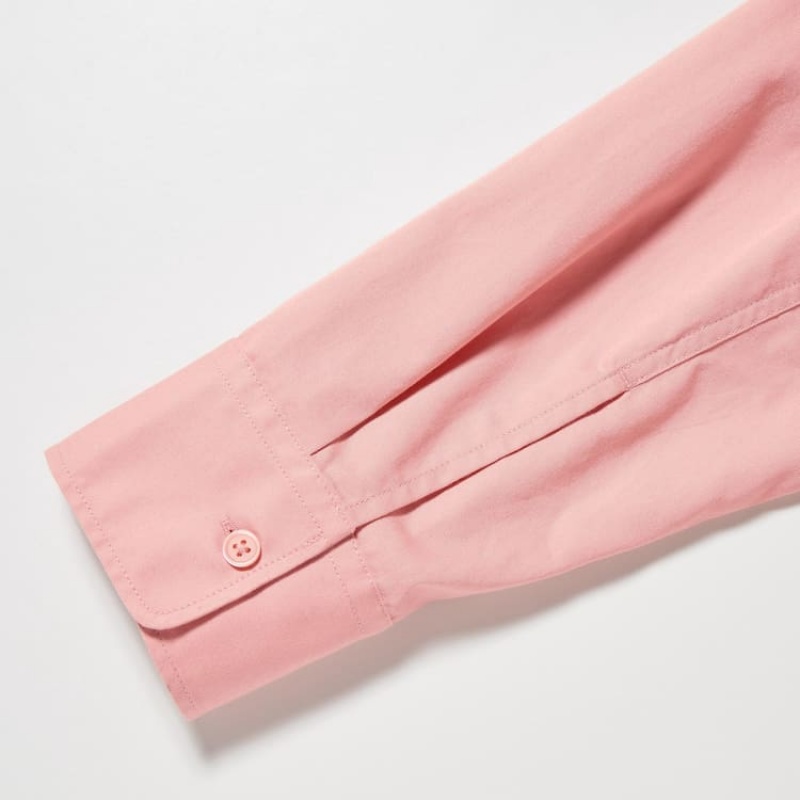 Women's Uniqlo Cotton Twill Oversized Long Sleeved Shirts Pink | VORE-20685