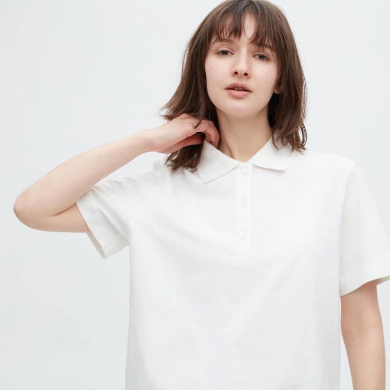 Women's Uniqlo Cropped Relaxed Fit Short Sleeved T Shirts White | BCZI-41567