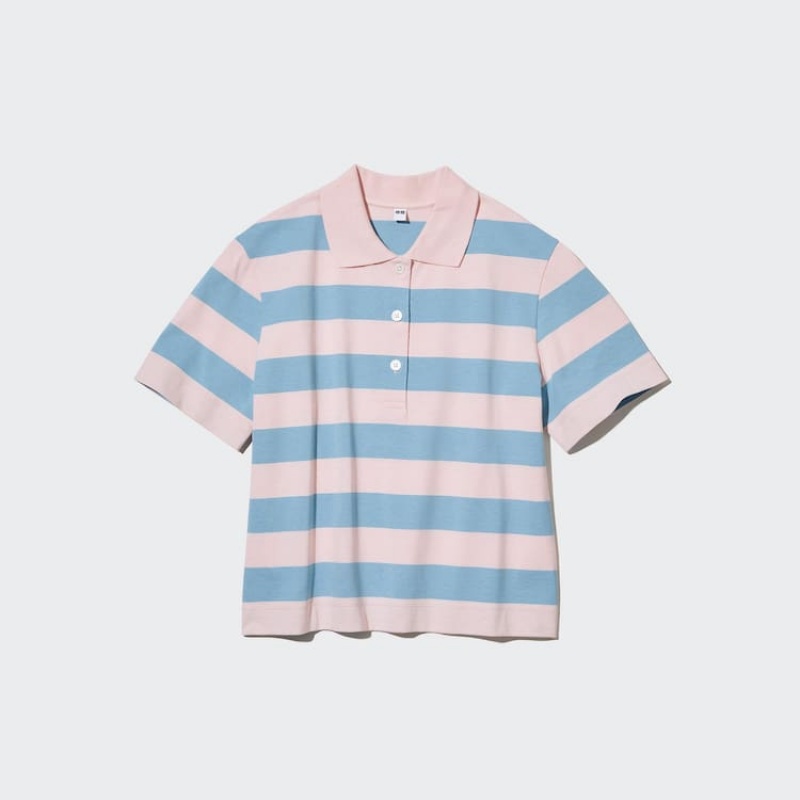 Women's Uniqlo Cropped Relaxed Fit T Shirts Pink | RHXE-85721