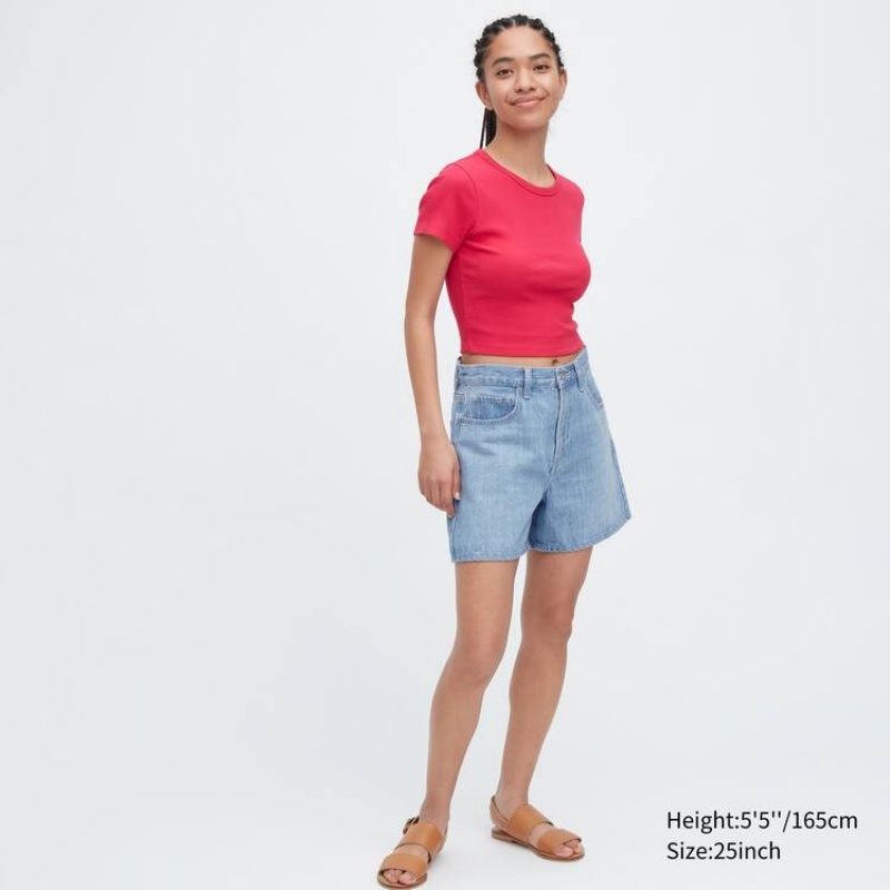 Women's Uniqlo Denim Shorts Blue | TYSP-79402