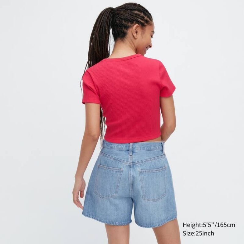 Women's Uniqlo Denim Shorts Blue | TYSP-79402