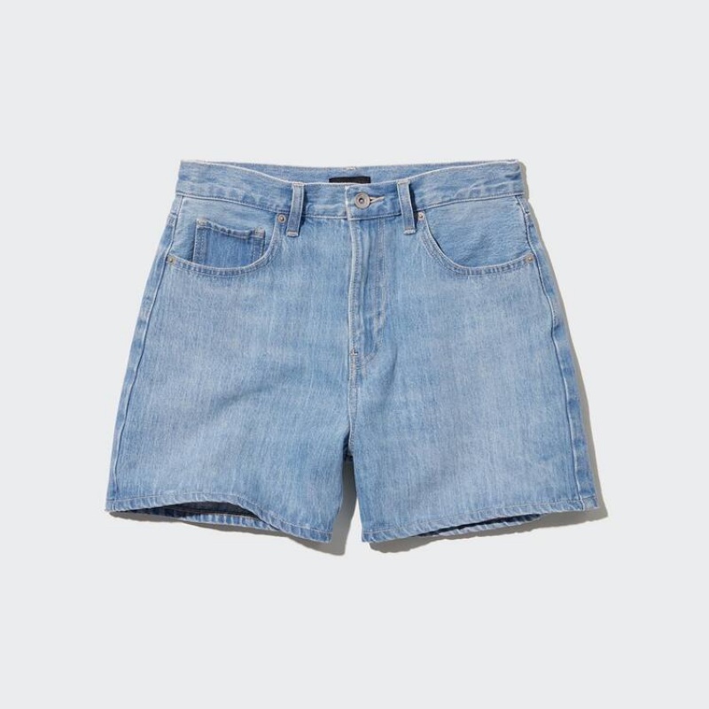 Women's Uniqlo Denim Shorts Blue | TYSP-79402