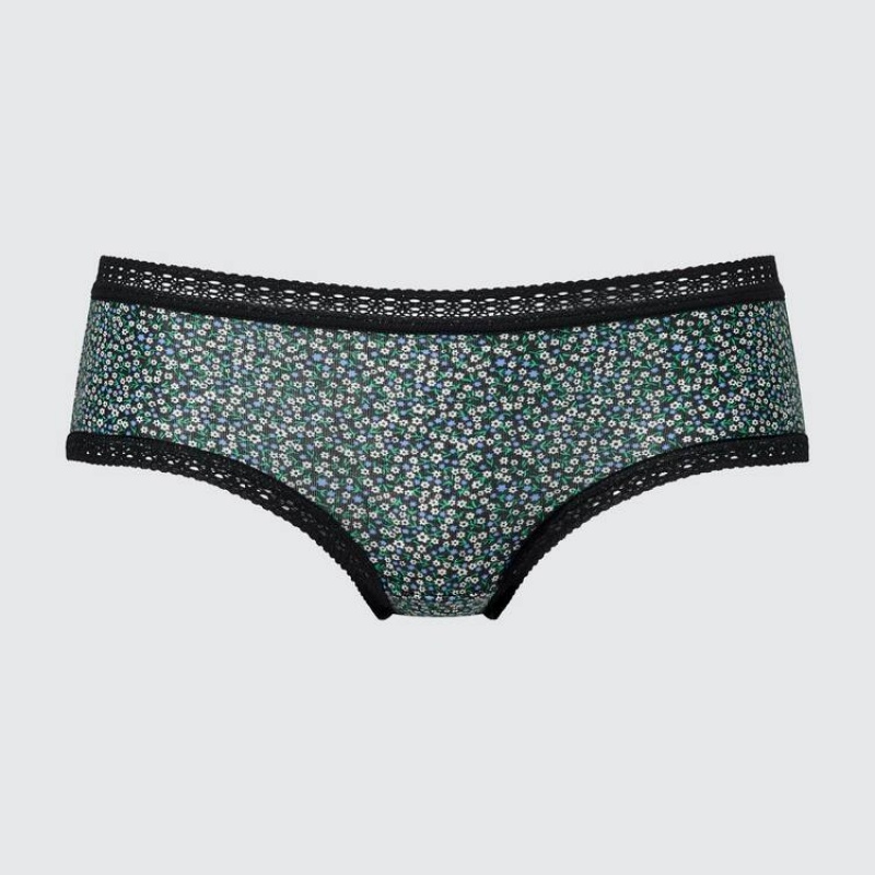 Women\'s Uniqlo Flower Print Hiphugger Underwear Black | CHFD-41706