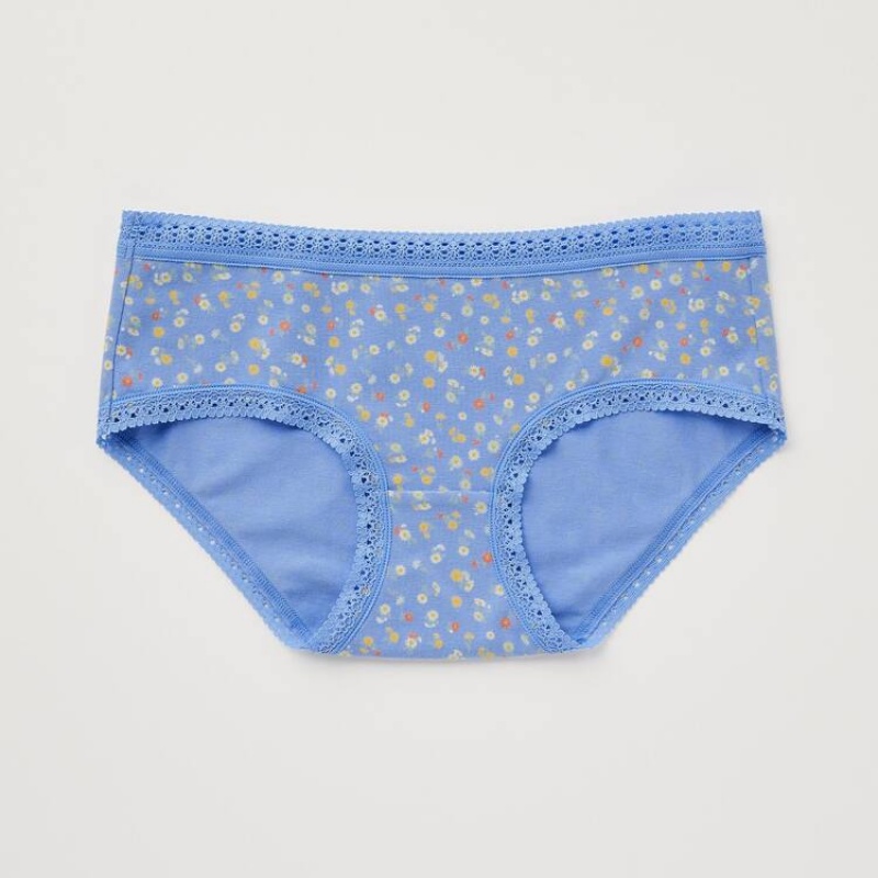 Women's Uniqlo Flower Print Hiphugger Underwear Blue | YGLI-76149