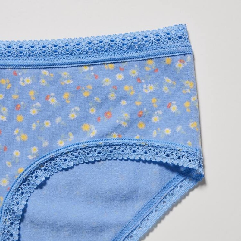 Women's Uniqlo Flower Print Hiphugger Underwear Blue | YGLI-76149