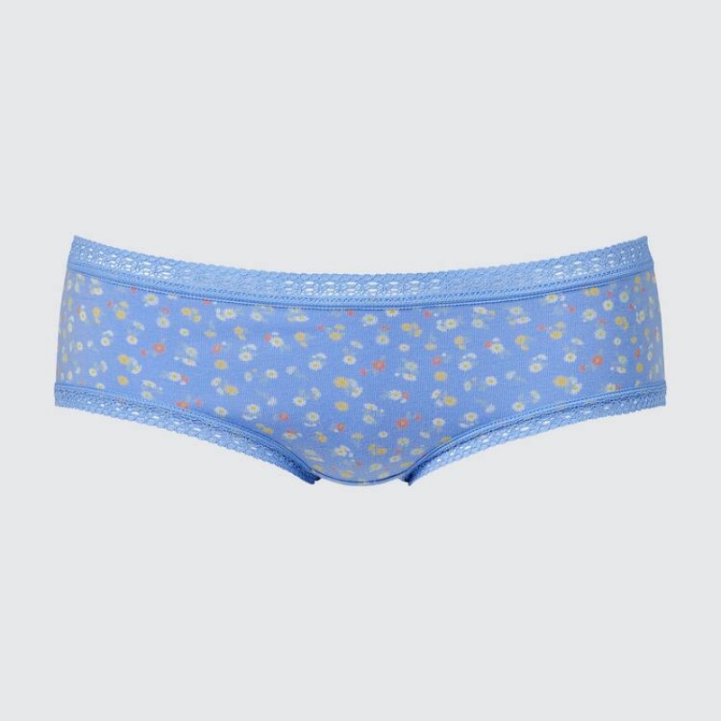 Women\'s Uniqlo Flower Print Hiphugger Underwear Blue | YGLI-76149