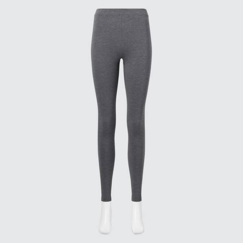 Women's Uniqlo Heattech Extra Warm Cotton Thermal Leggings Dark Grey | OANB-01549