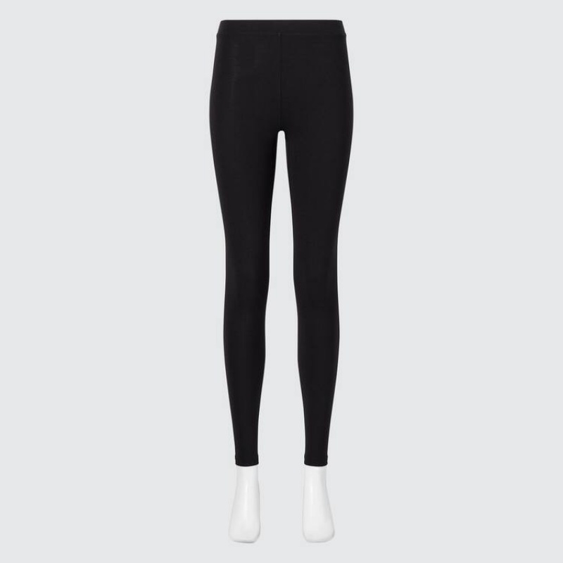 Women's Uniqlo Heattech Extra Warm Cotton Thermal Leggings Black | TMGZ-98154