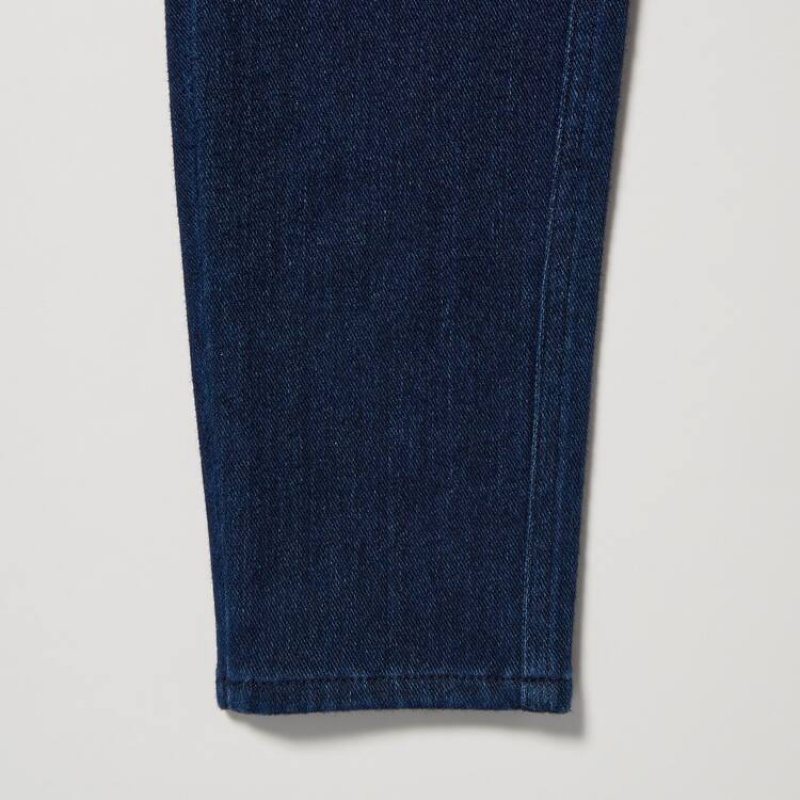 Women's Uniqlo Heattech Ultra Stretch High Rise Denim Thermal Trousers Blue | KZEX-59036