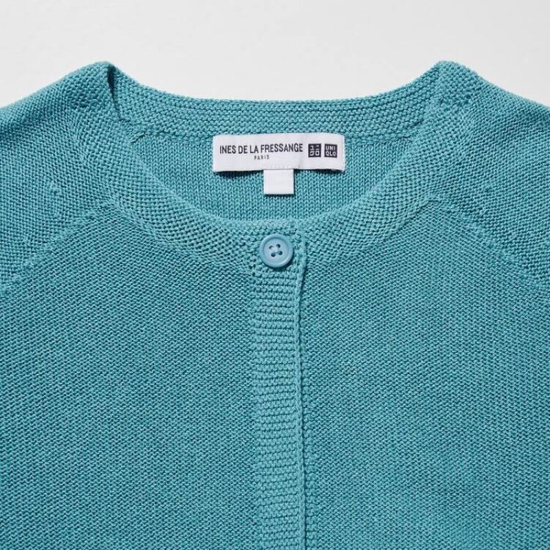 Women's Uniqlo Ines De La Fressange 3d Knit Seamless Cardigan Blue | CQRW-35682