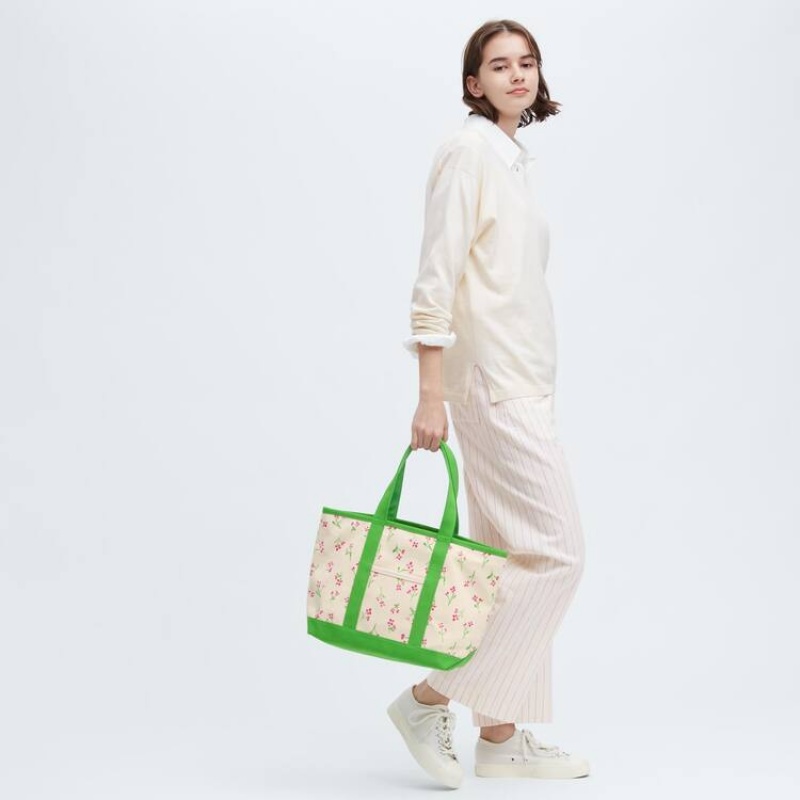 Women's Uniqlo Ines De La Fressange Canvas Tote Bags White | CMFD-52964