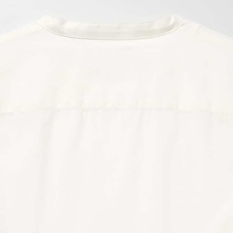 Women's Uniqlo Ines De La Fressange Cotton Twill V Neck 3/4 Sleeved Shirts White | TOGN-92187