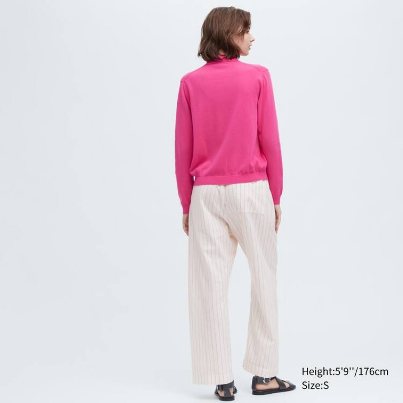 Women's Uniqlo Ines De La Fressange Knitted Polo Cardigan Pink | KMGS-28614