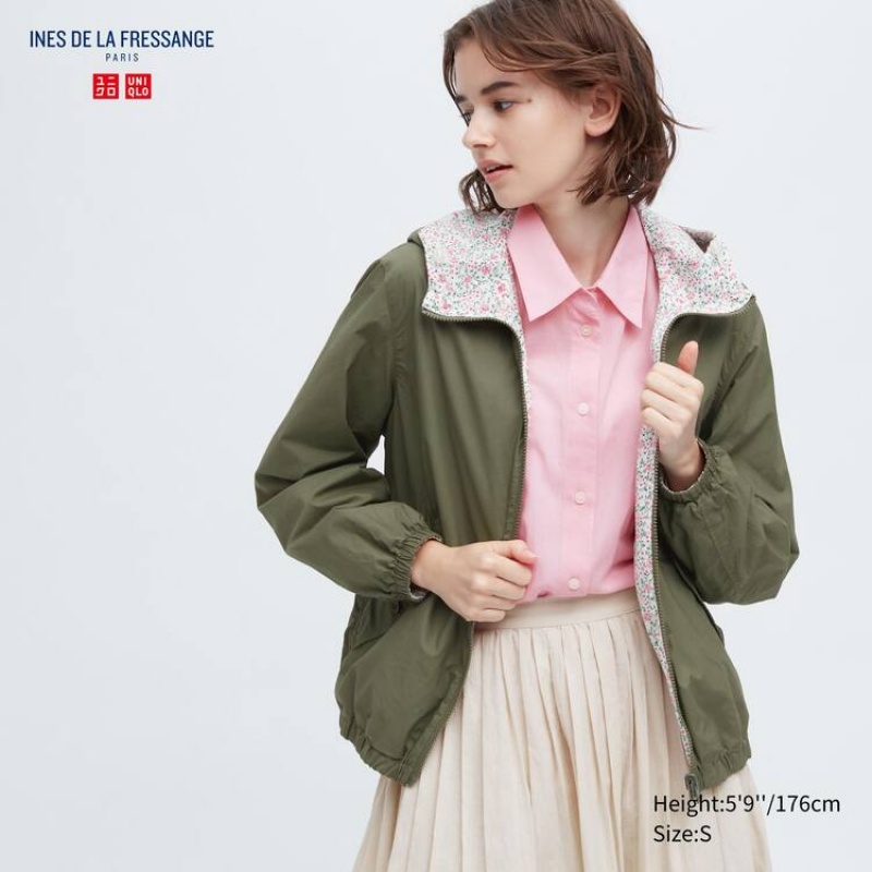 Women\'s Uniqlo Ines De La Fressange Reversible Parka Olive | ZUWY-50236