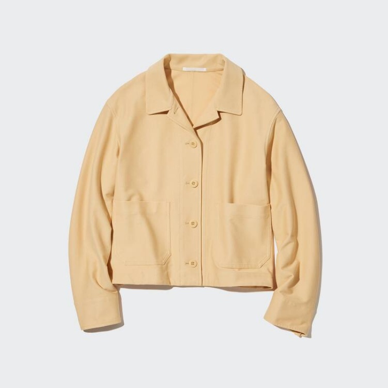 Women's Uniqlo Jersey Relaxed Fit Jackets Yellow | OQAV-57948