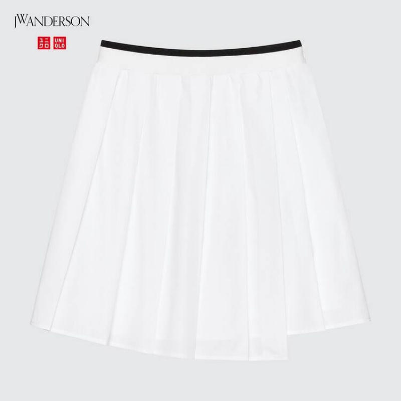 Women's Uniqlo Jw Anderson Pleated Mini Skirts White | GWHZ-19825