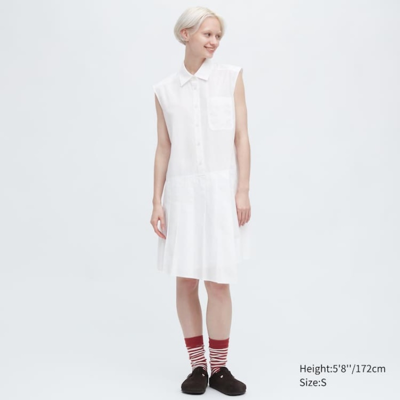 Women's Uniqlo Jw Anderson Sleeveless Dress White | PXGM-07519