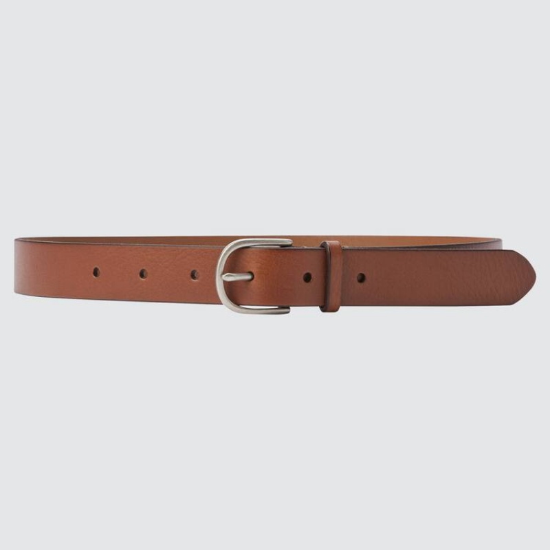 Women\'s Uniqlo Leather Belts Brown | TVBU-28351