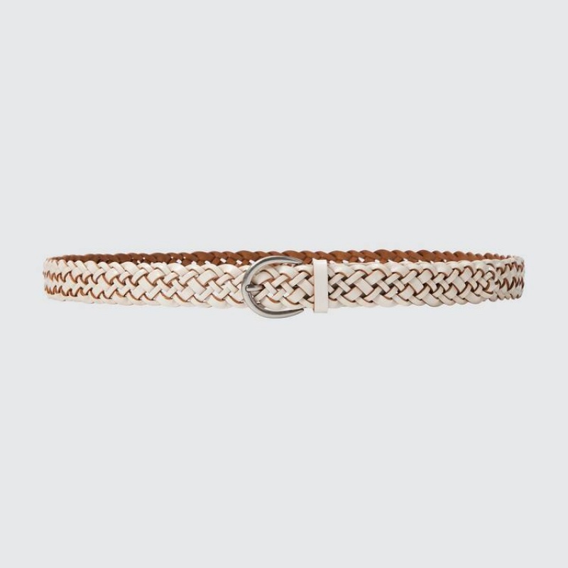 Women\'s Uniqlo Leather Mesh Belts White | CVEJ-25410