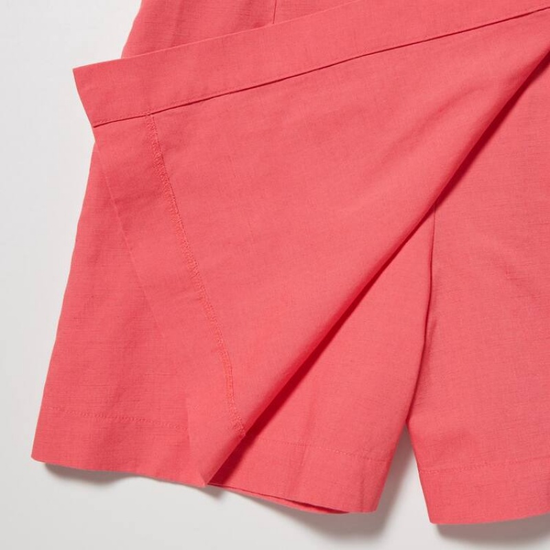 Women's Uniqlo Linen Blend Skort Skirts Pink | DKZC-62453