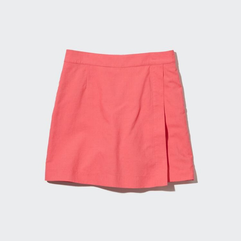 Women's Uniqlo Linen Blend Skort Skirts Pink | DKZC-62453