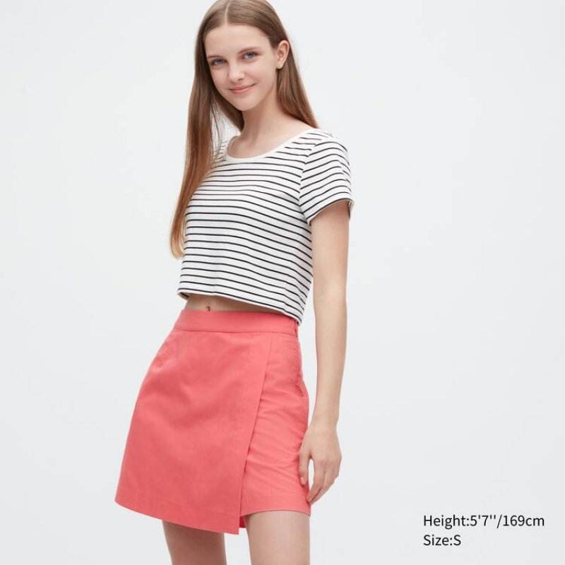 Women\'s Uniqlo Linen Blend Skort Skirts Pink | DKZC-62453