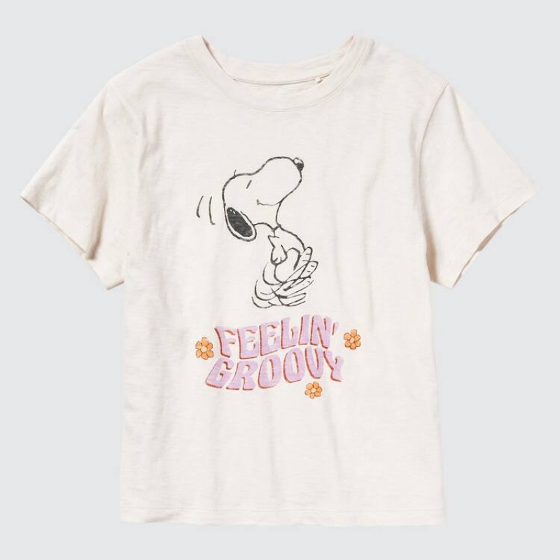 Women's Uniqlo Love Sunshine & Peanuts Ut Graphic T Shirts White | NDWH-51267